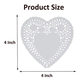 Jagrove 4 Inch Heart Paper Doilies Valentine's Day Heart Shaped Lace Doilies Disposable Paper Placemats for Crafts Cakes Desserts Parties Wedding Decorations Pack of 100