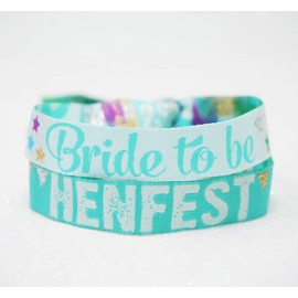 HENFEST teal/Green festival style Hen Party Wristbands (Pack of 10) lockdown hen do accessories, hen party favours