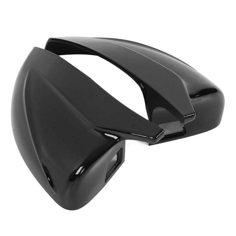 Pair Horned Rearview Side Door Mirror Covers Glossy Black Replacement