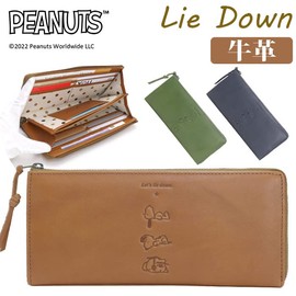 [Peanuts] Lie Down Series L-Shaped Zipper Long Wallet, Women's, Men's, Genuine Leather, Cowhide Leather, Large Capacity, Thin, Slim, Compact, Card Storage, Sustainable Leather, No.73330 L Shaped