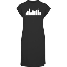 Hippowarehouse Chicago Skyline t-Shirt Dress Women's Adults Nightie Nightdress Black