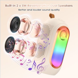 Olycism Mini Karaoke Machine for Kids & Adults with 2 Wireless Microphones Portable Karaoke Machine 2x5W Bluetooth Speaker Birthday Gift Toys Gifts for Kids Family Home Outdoor Party Cream
