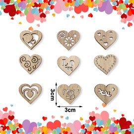 ParPix Pack of 50 Wooden Heart Wedding Scatter Decoration, 3 cm Wooden Heart Wedding Confetti, Wooden Hearts Wedding Decoration Confetti, Table Decoration Wedding, Heart Decoration Wedding Confetti,