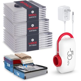 VMstr 18 Pack Travel Vacuum Storage Bags with High Pressure Electric Pump(DC Power), Carry-on Size Space Saver Compression Bags for Clothes, Luggage & Packing