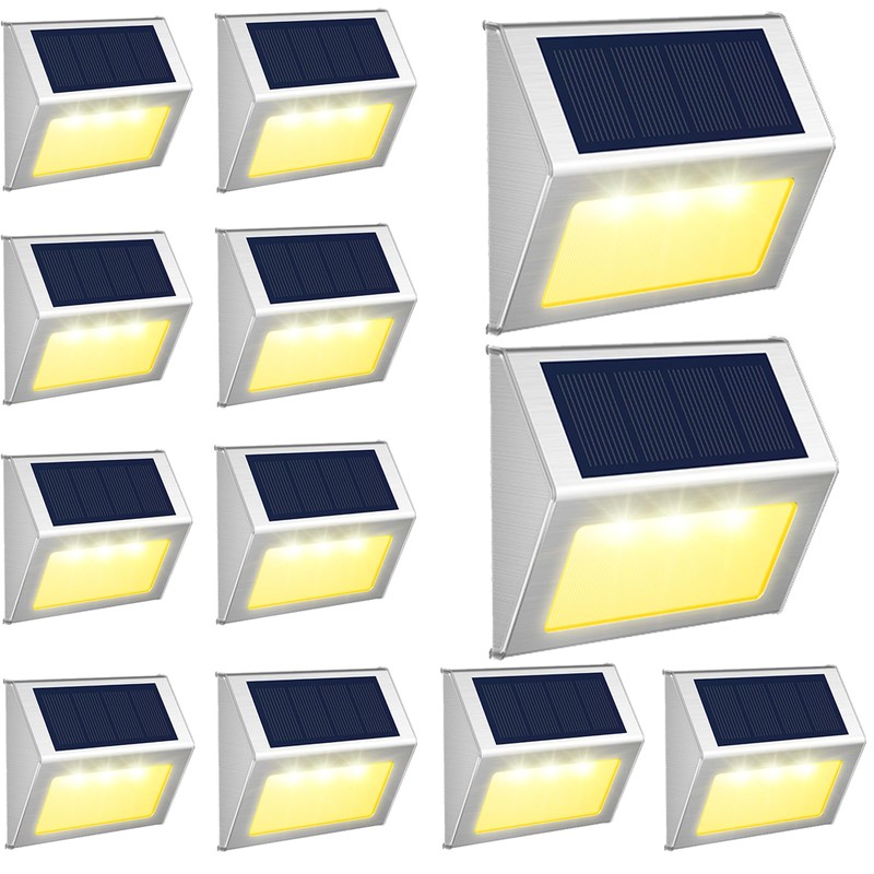 JSOT 12 Pack Solar Lights Outdoor Waterproof for Stairs Decor,