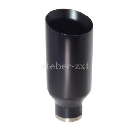 Unbranded 5in BIG Black Exhaust Tip 2.5in Inlet 12in L Angle Cut Double Wall Louder Sound