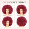 70's Afro Wig for Women, Burgundy Wine Red Short Afro