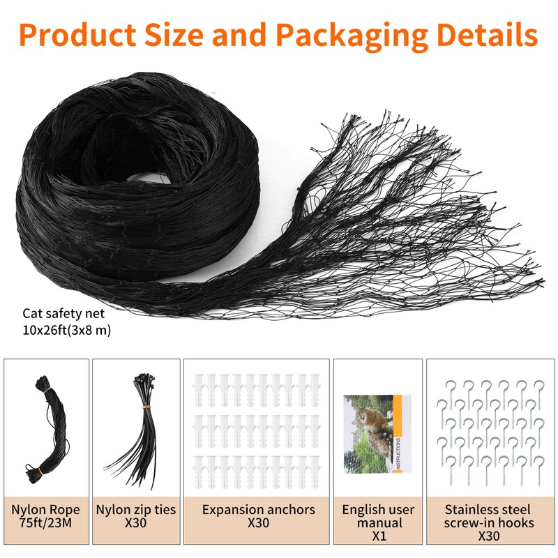 AnExer Cat Net for Balcony, 8 x 3 m, Balcony