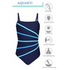 Aquarti Girls' Swimming Costume with Spaghetti Straps, Stripes - 146
