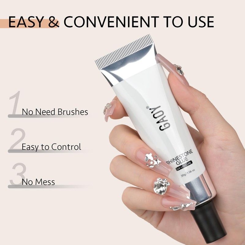 GAOY GAOY 20ml 2 Pcs Cuticle Care Kit with Rhinestone