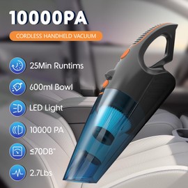 SEALON GV02(Orange 1 Pack) Cordless Handheld Vacuum Cleaner with 10K PA Suction Power, Ideal for Cleaning Curtains, Carpets, Sofas, Staircase Corners, Bed Dust, Skin Flakes, and Pet Hair