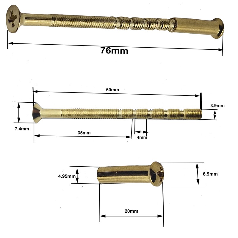 Universal Hardware 20 Pack M4 Door Handle Screws Brass with
