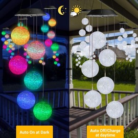 iShabao Solar Wind Chime Garden, 6 LED Ball Solar Wind Chime for Outdoors, Mother's Day Gifts, Gifts for Mother, Solar Wind Chime, Waterproof Decorations for Tree, Balcony, Yard, Wedding (Colourful)