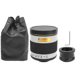 500mm F6.3 Telephoto Manual Focus Mirror Lens with Adapter Ring for Sony NEXMount Camera(White )