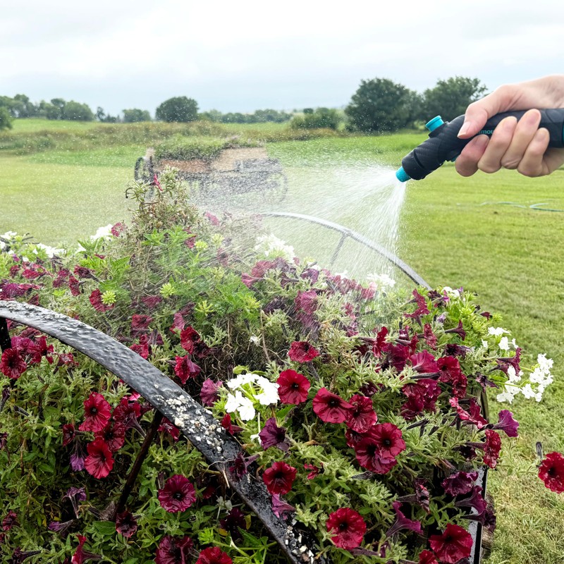 Gilmour Adjustable Button Control Hose Nozzle, Graphite Metal, Swivel Connect,