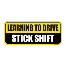 GEEKBEAR Learning to Drive Stick Shift Car Magnet - Colorful, Reflective, Weather-Resistant - Rectangular 8.7 x 3.5 in (Yellow/Black)