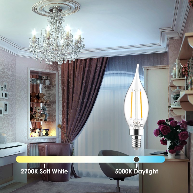 Sigalux E12 LED Bulb Candelabra Base 60 watt LED Chandelier