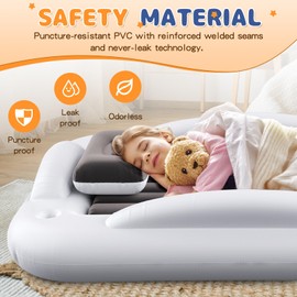Abdtech Inflatable Toddler Travel Bed - Portable Toddler Kids Travel Bed with Safety Sides Complete Kids Air Mattress Set with High-Speed Pump, Ideal for Vacation Camping and Sleepover (60 Inches)
