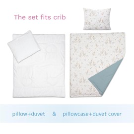 4 Piece Duvet Pillow Duvet Cover Pillowcase Baby 80x70 cm Bedding Set for Crib Bedside Crib or Travel Cot (Duck)