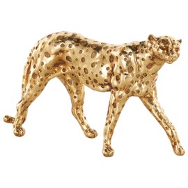 Deco 79 Resin Leopard Decorative Sculpture Walking Home Decor Statue with Textured Spots, Accent Figurine 10" x 3" x 7", Gold
