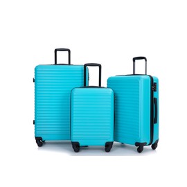 ROCKRAIN 3 Piece ABS Lightweight Luggage: 20/24/28 Inch Spinner Suitcase Set with TSA Lock - 360° Wheels & Adjustable Pull Rod for Travelers - Turquoise Carry-On & Check-In Storage Solution