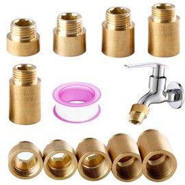 SVOCK 5Pcs Shower Head Extension Arm, 1/2 Inch x 10 mm/15 mm/20 mm/25 mm/30 mm Shower Head Extender Brass Pipe Fitting Extension, Length Pipe Fitting Shower Head Extender for Fixed Shower Head Piping