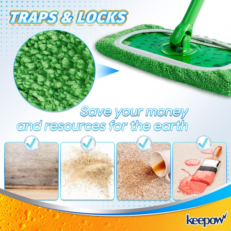 KEEPOW Reusable Wet Pads Refills Compatible with Swiffer Sweeper Mop,