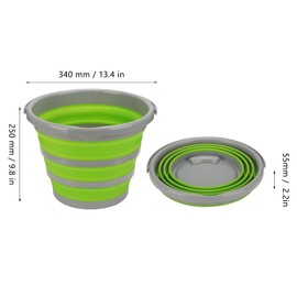 QANYEGN Bucket, Silicone Bucket with Portable Handle, Easy to Suspend for Kitchen, Cam and Outdoor Activities (Green) (Green-Large)