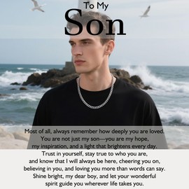 Aosyoisk Son Gifts Mens Silver Chain Birthday Gifts for Teenage Boys (Son)