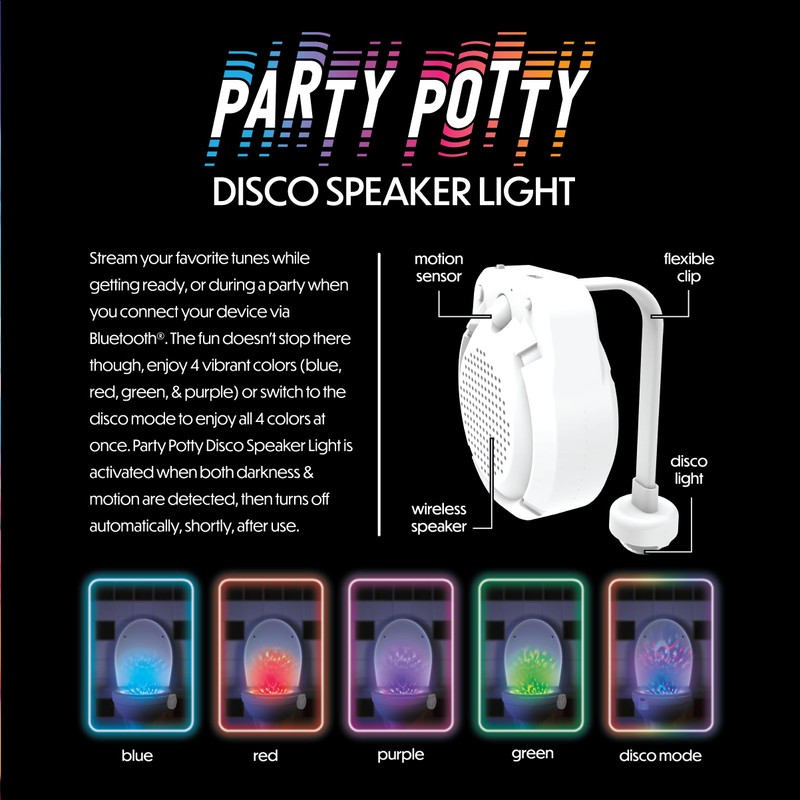 Toilet Disco Speaker, Motion Activated Light, Turn Your Late Night