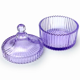 YILUSHENGHUA Colorful Glass Jar With Lid,Powder Puff Container,Jewelry Box,Candy Cookie Jars,Decorative Jar(Purple)