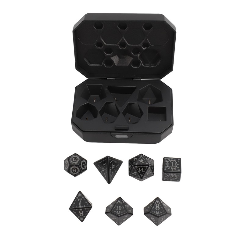7pcs Light Up LED Dice Set Glowing Polyhedral Dice with