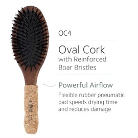 Ibiza Hair Ibiza Hair Oval Flat Brush (OC4) | Reinforced Boar & Nylon Bristles with Cork Handle | Creates Shiny, Smooth Hair | Ideal for Short to Long Styles | Use Before or After Blowouts | Heat Resistant