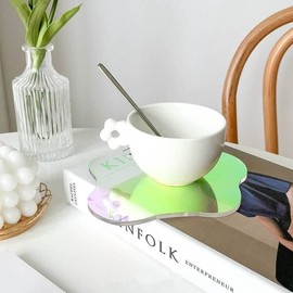 Set of 2 Acrylic Coasters, Irregular Coasters, Acrylic Drink Coasters for Dining Room, Living Room, Patio, Coffee Table (Rainbow)