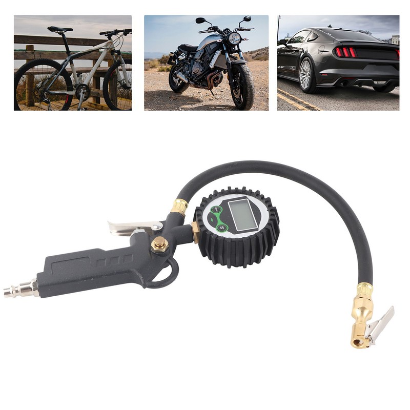 LCD Tire Inflator with Digital Pressure Gauge 1/4in NPT Quick