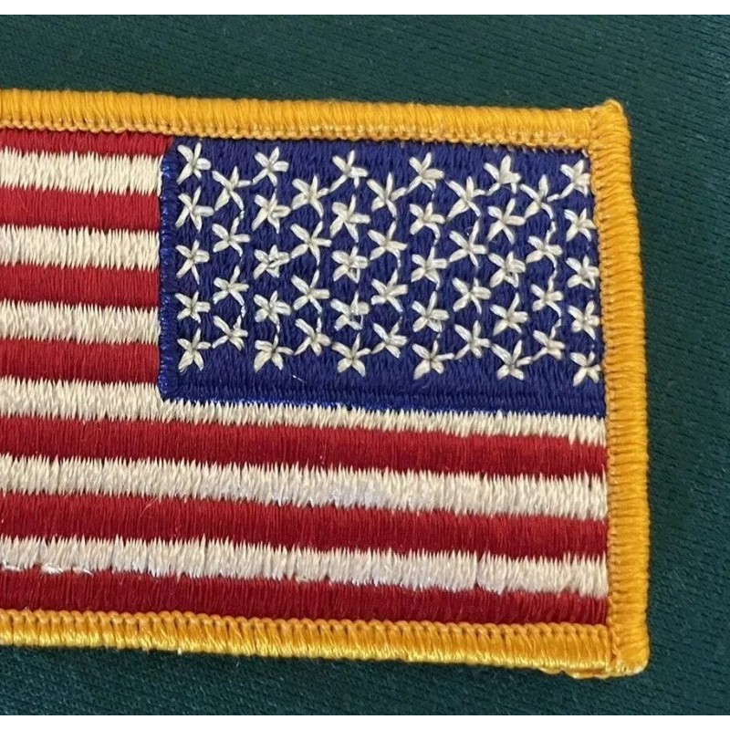 American Flag Right Sleeve Biker/Military Embroidered Patch W/ Gold Border