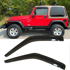2pcs Original Shatterproof Rainproof Side Window Wind Deflector for Jeep Wrangler 97-06,Tape-on Rain Guards Shields,Nice Looking Window Visors for Cars,Vent Deflectors for 1997-2006 TJ Wrangler 92054