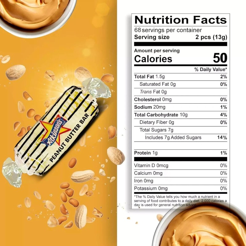 ATKINSON'S Peanut Butter Bars Old Fashioned Bulk Delicious Candy (4