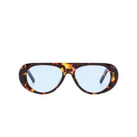 Long Keeper Vintage Oversized Sunglasses Round Women Men Retro Sunglasses Oval Black UV400 Protection, Leopard Blue