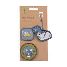LÄSSIG Pendant and patches set (3 pieces) with press stud, school patches set, Jurassic, Patches and tags for backpacks and school bags