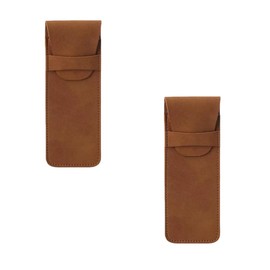 Loopunk 2 Piezas estuche de cuero estuche para bolígrafo bolígrafos,Agarre bolsa de pluma decorativa PU,Titulares fuente funda para bolí,Para Diarios De Tapa Dura, Cuadernos (2PCS, Marrón)