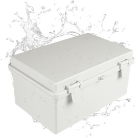 Iron Forge Cable Waterproof Junction Box Large - Outdoor Electrical Enclosure - ABS Plastic Project Boxes Weatherproof Hinged Light Gray Panel Cover - IP65 Size 12" x 8" x 6.4" Inch