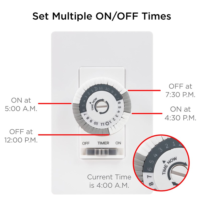 UltraPro 24-Hour Indoor Mechanical In-Wall Timer, 30 Minute Interval, Neutral