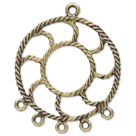 Platinum 6 Antiqued Brass 36mm Focal Swirl Rope Chandelier Earring Connectors with Loops*