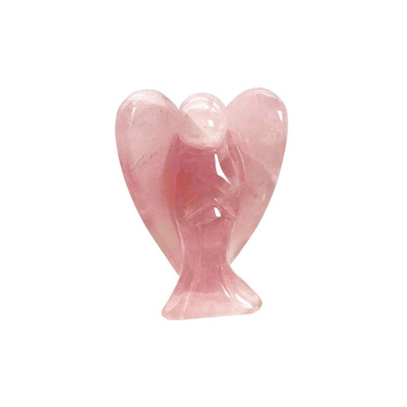 Fekuar Natural Rose Quartz Healing Crystal Prayer Guardian Angel Statue,