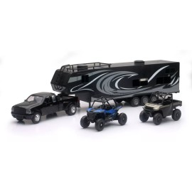 NEW-RAY REPLICA TRUCK/TOY HAULER/UTVS RAM DUALLY/TRAILER