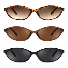 FEISEDY Retro Oval Cat Eye Sunglasses for Women 90s Narrow Lightweight Shades Y2k Trendy Sunnies B0257