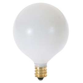Satco 25G16 1/2/W Incandescent Globe Light, 25W E12 G16 1/2, Satin White Bulb [Pack of 12]