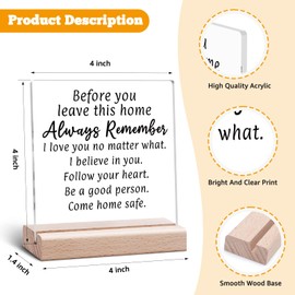 Inspirational Quotes Clear Desk Decorative Sign Motivational Gifts for Women Son Daughter Graduation Positive Gift Encouraging Quotes Acrylic Desk Decor Acrylic Sign With Wooden Stand for Table Shelf