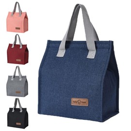 June tech Lunch Bag Insulated Tote Bag for Women Men Resuable Cooler Bag Tote Bag for Kids Adults Thermal Cooler Bag for Work School Picnic Travel (Navy Blue)